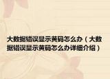 大数据错误显示黄码怎么办（大数据错误显示黄码怎么办详细介绍）