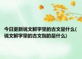 今日更新说文解字里的古文是什么(说文解字里的古文指的是什么)