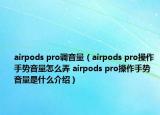 airpods pro调音量（airpods pro操作手势音量怎么弄 airpods pro操作手势音量是什么介绍）