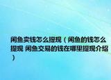闲鱼卖钱怎么提现（闲鱼的钱怎么提现 闲鱼交易的钱在哪里提现介绍）