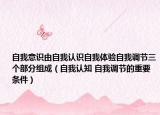 自我意识由自我认识自我体验自我调节三个部分组成（自我认知 自我调节的重要条件）