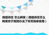 微信语音 怎么转发（微信语音怎么转发终于找到办法了非常简单实用）