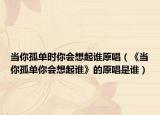 当你孤单时你会想起谁原唱（《当你孤单你会想起谁》的原唱是谁）