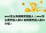 soul怎么快速搜索到别人（soul怎么搜索别人的id 如何搜索别人的id介绍）