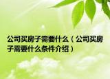 公司买房子需要什么（公司买房子需要什么条件介绍）