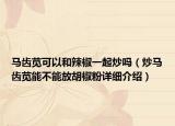 马齿苋可以和辣椒一起炒吗（炒马齿苋能不能放胡椒粉详细介绍）