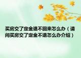 买房交了定金退不回来怎么办（请问买房交了定金不退怎么办介绍）
