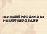 ios14自动调节亮度失效怎么办 ios14自动调节亮度失效怎么回事