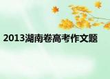 2013湖南卷高考作文题