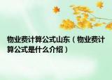 物业费计算公式山东（物业费计算公式是什么介绍）
