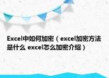 Excel中如何加密（excel加密方法是什么 excel怎么加密介绍）