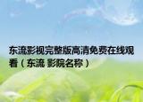 东流影视完整版高清免费在线观看（东流 影院名称）