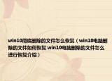 win10彻底删除的文件怎么恢复（win10电脑删除的文件如何恢复 win10电脑删除的文件怎么进行恢复介绍）