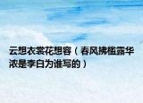 云想衣裳花想容（春风拂槛露华浓是李白为谁写的）