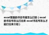 excel里面的书名号是怎么打的（excel的书名号怎么打出来 excel书名号怎么才能打出来介绍）