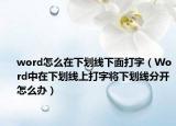 word怎么在下划线下面打字（Word中在下划线上打字将下划线分开怎么办）
