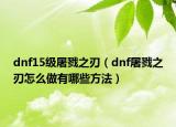 dnf15级屠戮之刃（dnf屠戮之刃怎么做有哪些方法）