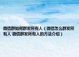 微信群如何群发所有人（微信怎么群发所有人 微信群发所有人的方法介绍）