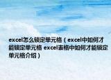 excel怎么锁定单元格（excel中如何才能锁定单元格 excel表格中如何才能锁定单元格介绍）