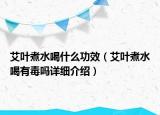 艾叶煮水喝什么功效（艾叶煮水喝有毒吗详细介绍）