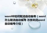 word中如何取消自动编号（word怎么取消自动编号 怎样关闭word自动编号介绍）