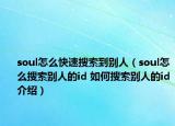 soul怎么快速搜索到别人（soul怎么搜索别人的id 如何搜索别人的id介绍）
