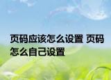 页码应该怎么设置 页码怎么自己设置