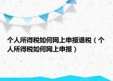 个人所得税如何网上申报退税（个人所得税如何网上申报）