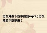 怎么免费下载歌曲到mp3（怎么免费下载歌曲）