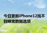 今日更新iPhone12找不到蜂窝数据选项