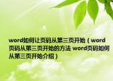 word如何让页码从第三页开始（word页码从第三页开始的方法 word页码如何从第三页开始介绍）