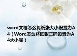 word文档怎么将纸张大小设置为A4（Word怎么将纸张正确设置为A4大小呢）
