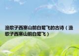 渔歌子西塞山前白鹭飞的古诗（渔歌子西塞山前白鹭飞）