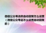 微信公众号消息自动回复怎么设置（微信公众号是怎么设置自动回复的）
