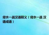 背水一战汉语释义（背水一战 汉语成语）
