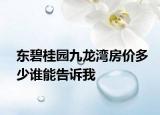 东碧桂园九龙湾房价多少谁能告诉我