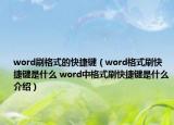 word刷格式的快捷键（word格式刷快捷键是什么 word中格式刷快捷键是什么介绍）