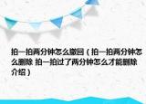 拍一拍两分钟怎么撤回（拍一拍两分钟怎么删除 拍一拍过了两分钟怎么才能删除介绍）
