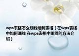 wps表格怎么划线绘制表格（在wps表格中如何画线 在wps表格中画线的方法介绍）