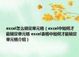 excel怎么锁定单元格（excel中如何才能锁定单元格 excel表格中如何才能锁定单元格介绍）