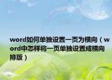 word如何单独设置一页为横向（word中怎样将一页单独设置成横向排版）