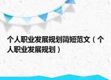 个人职业发展规划简短范文（个人职业发展规划）