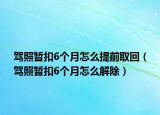 驾照暂扣6个月怎么提前取回（驾照暂扣6个月怎么解除）
