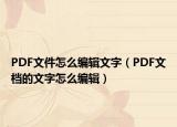 PDF文件怎么编辑文字（PDF文档的文字怎么编辑）