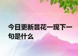 今日更新昙花一现下一句是什么