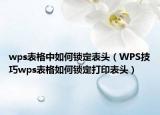 wps表格中如何锁定表头（WPS技巧wps表格如何锁定打印表头）