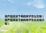 房产证还没下来的房子怎么交易（房产证还没下来的房子怎么交易介绍）