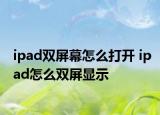 ipad双屏幕怎么打开 ipad怎么双屏显示