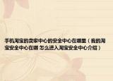 手机淘宝的卖家中心的安全中心在哪里（我的淘宝安全中心在哪 怎么进入淘宝安全中心介绍）