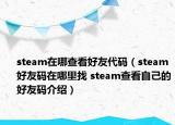 steam在哪查看好友代码（steam好友码在哪里找 steam查看自己的好友码介绍）